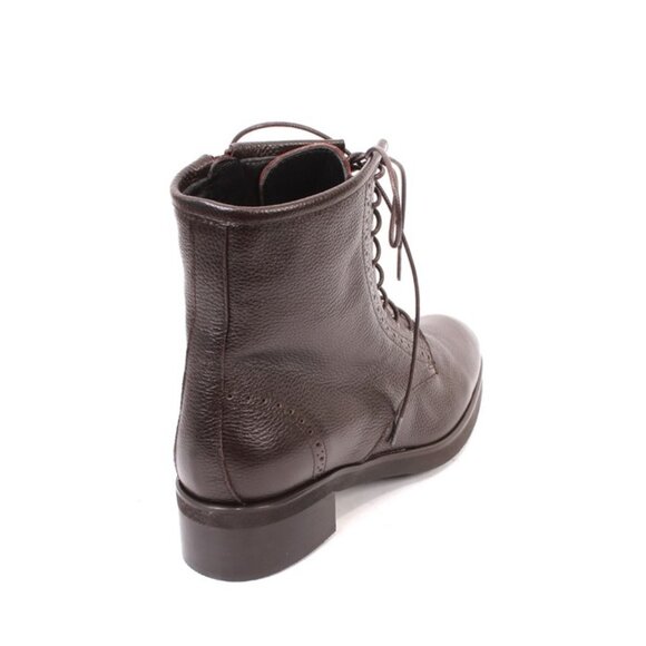 Luca Grossi 881 Brown Leather Zip-Up Lace-Up Ankle Boots - Picture 4 of 8